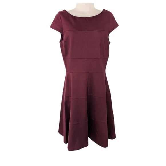 Banana Republic Dresses & Skirts - Banana Republic Fit Flare Midi Dress Cap Sleeve Womens 8 Wine Holiday Party Chic